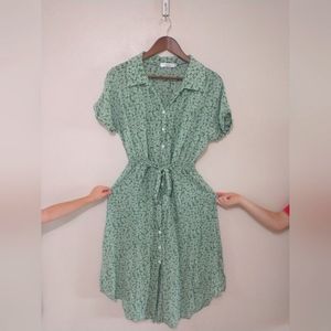Green Floral Button up dress